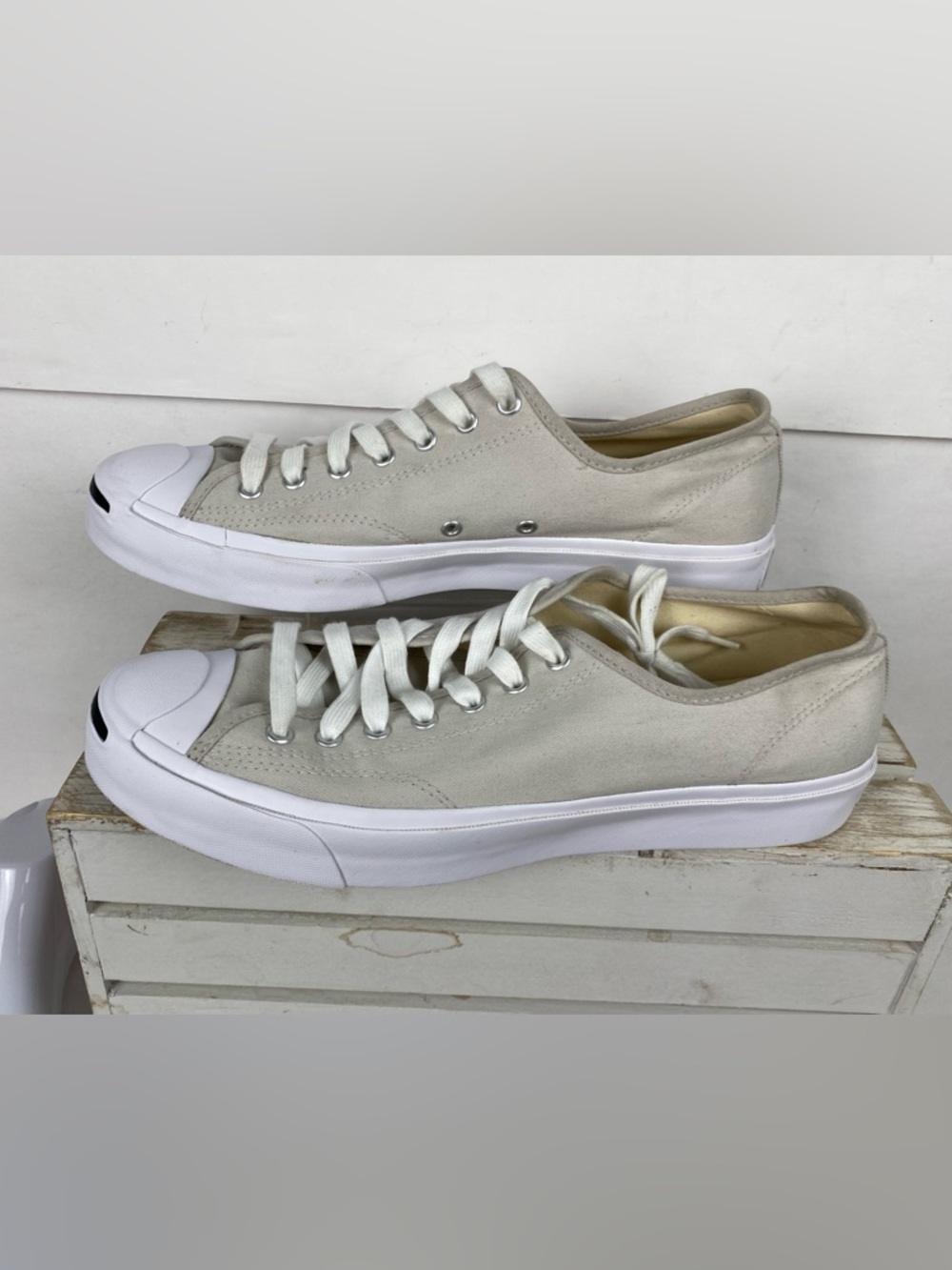 Converse Jack Purcell sneaker canvas low-top signature "smile" toe cap M12 W13.5 - Picture 6 of 15